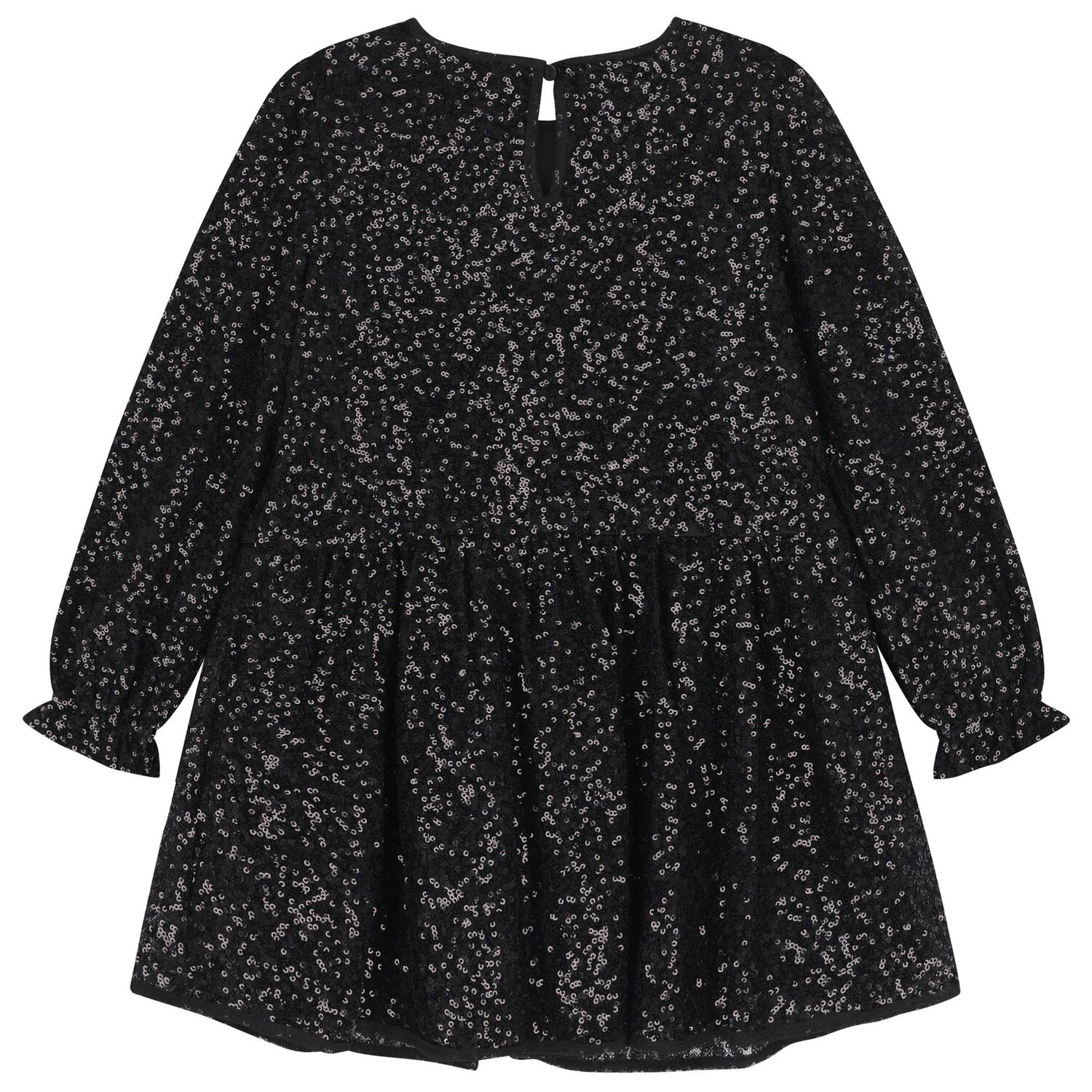 Girls Black Embellished Dress, 2, hi-res