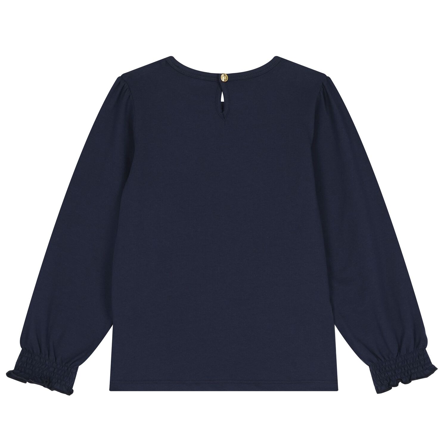 Girls Navy Blue Logo Long Sleeve Top, 2, hi-res