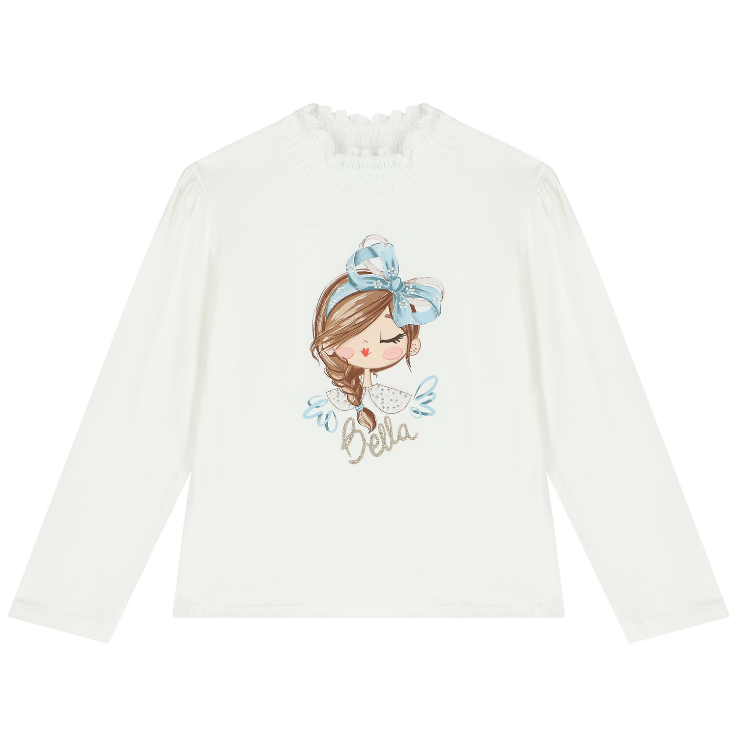 Girls Ivory Long Sleeve Top, 2, hi-res image number null