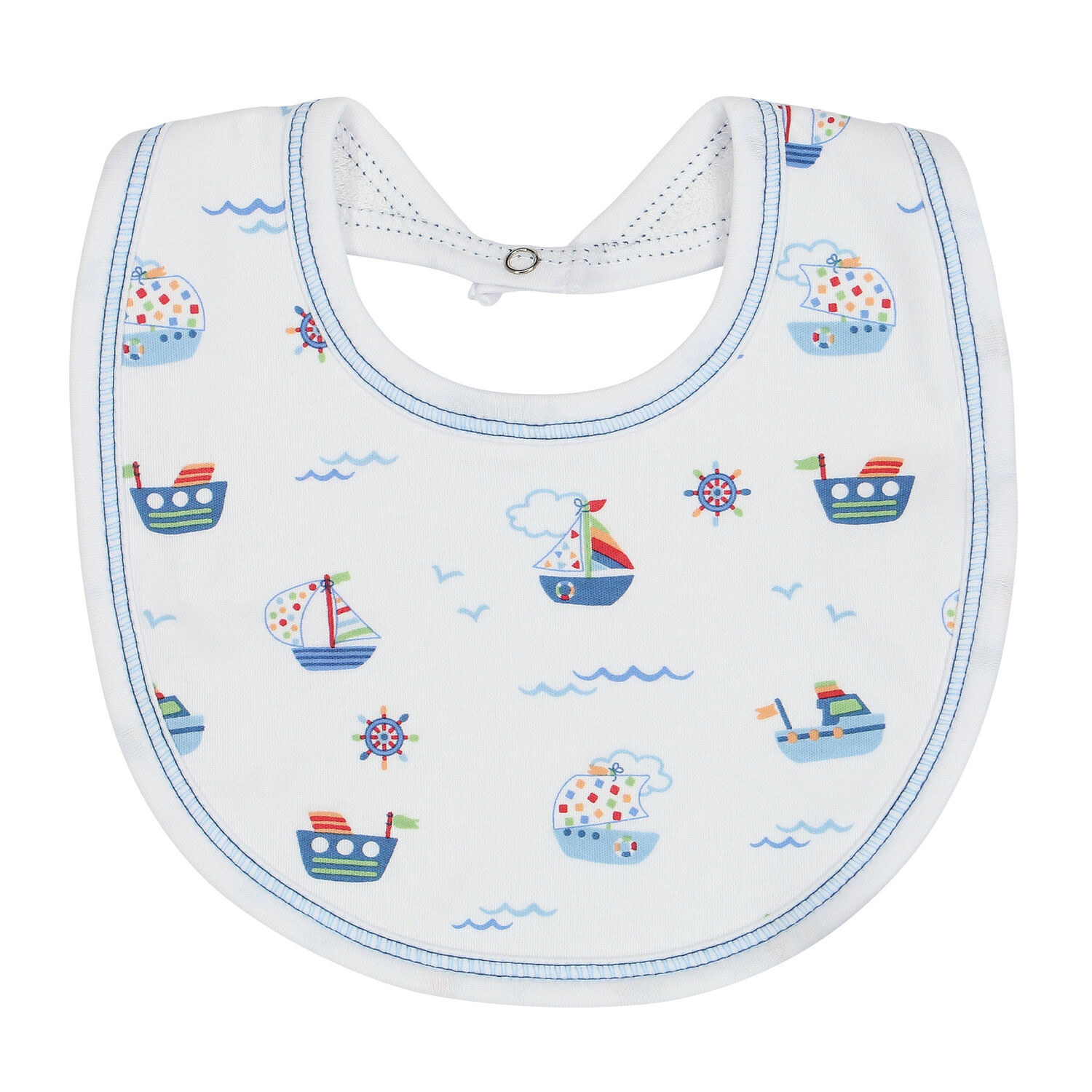 Baby Boys White Boats At Sea Bib, 1, hi-res