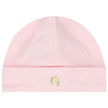 قبعة بنات بالشعار باللون الوردى والذهبى