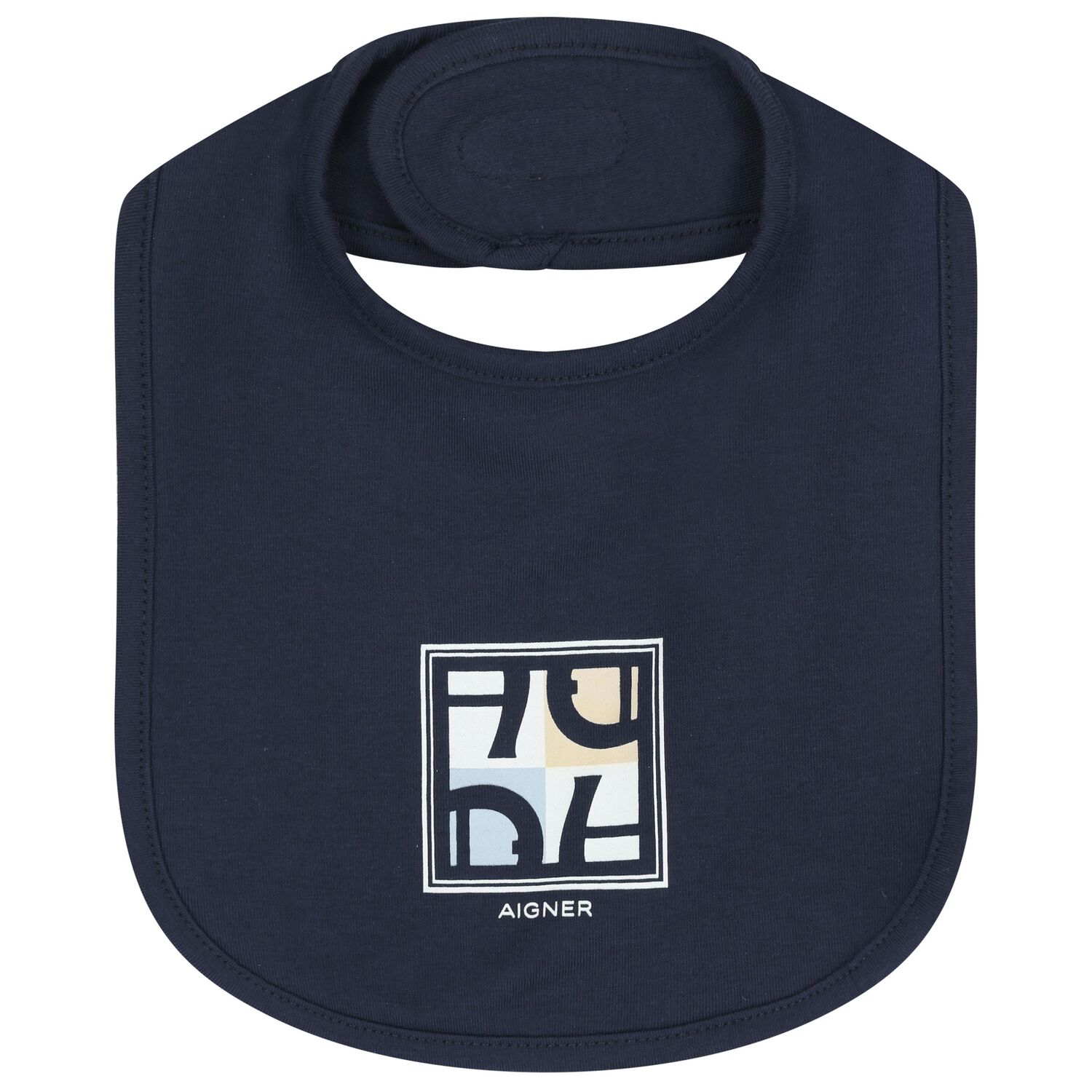 Baby Boys Navy Blue Logo Bib , 1, hi-res