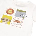 تي شيرت أولاد بطبعة حيوانات الغابة باللون العاجي, 1, hi-res