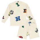 Boys Beige Logo Shorts Set, 1, hi-res