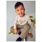Boys Beige & Navy Blue Joggers, 1, hi-res