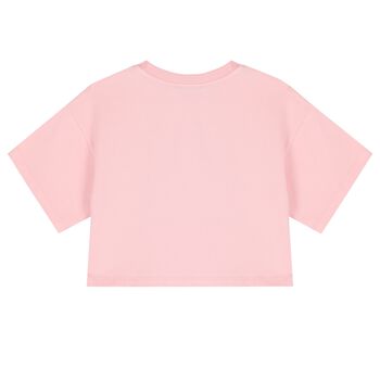 Girls Pink Teddy Bear Logo T-Shirt