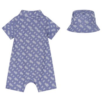 Baby Boys Blue Logo Rompers Gift Set