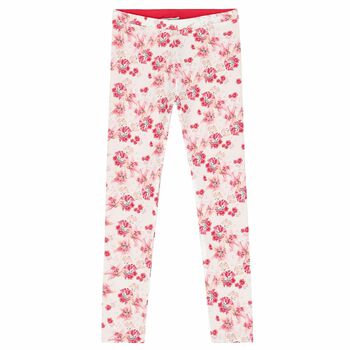 Girls Pink Floral Reversible Leggings