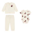Ivory Teddy Bear Logo Baby Tracksuit Set, 1, hi-res