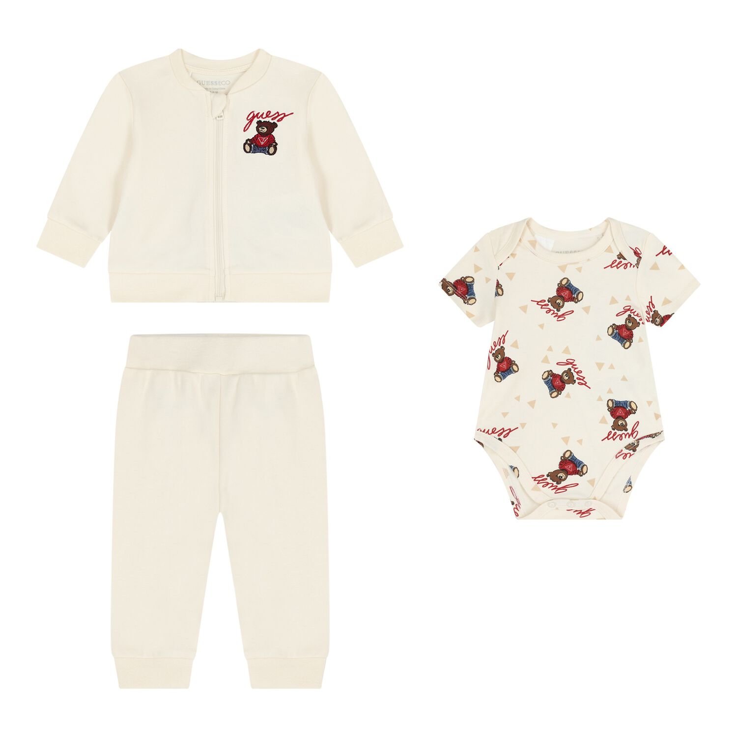 Ivory Teddy Bear Logo Baby Tracksuit Set, 1, hi-res