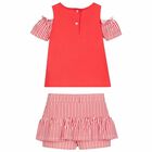 Girls Red & White Short Set, 1, hi-res