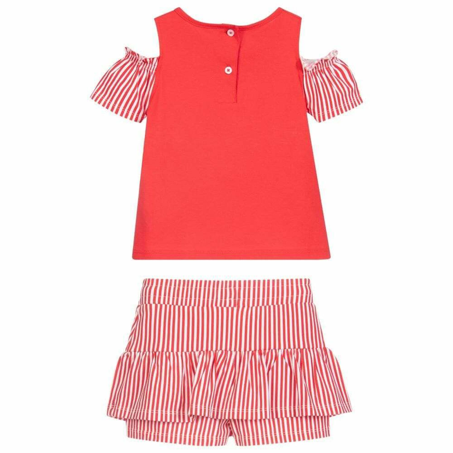 Girls Red & White Short Set, 1, hi-res image number null