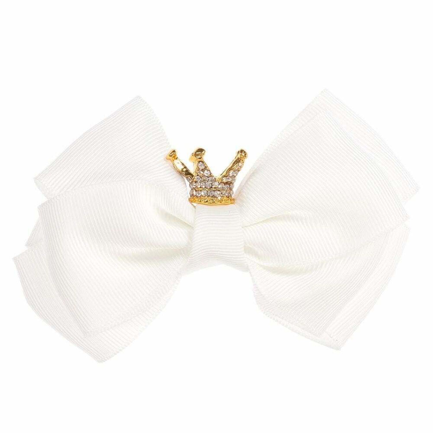Girls White Bow Hairclip, 9, hi-res