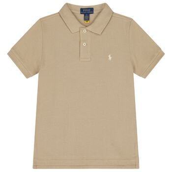 Boys Beige Logo Polo Shirt 
