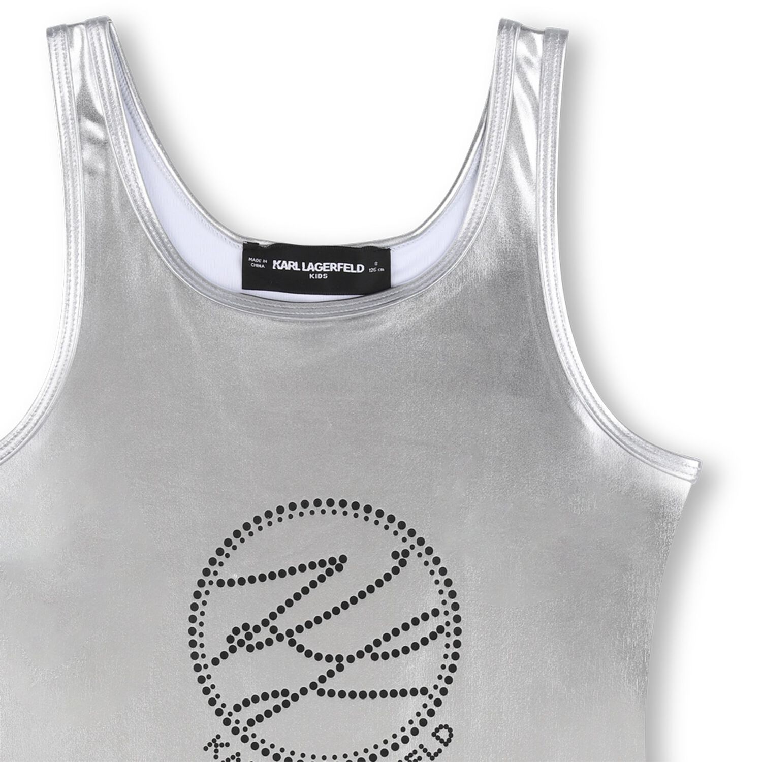 Girls Silver Logo Swimsuit, 1, hi-res