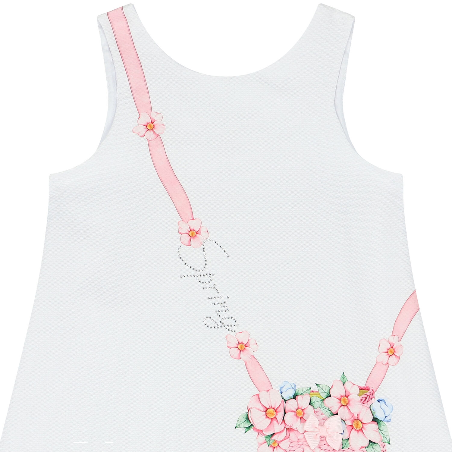 Girls White Floral Bag Dress, 1, hi-res image number null