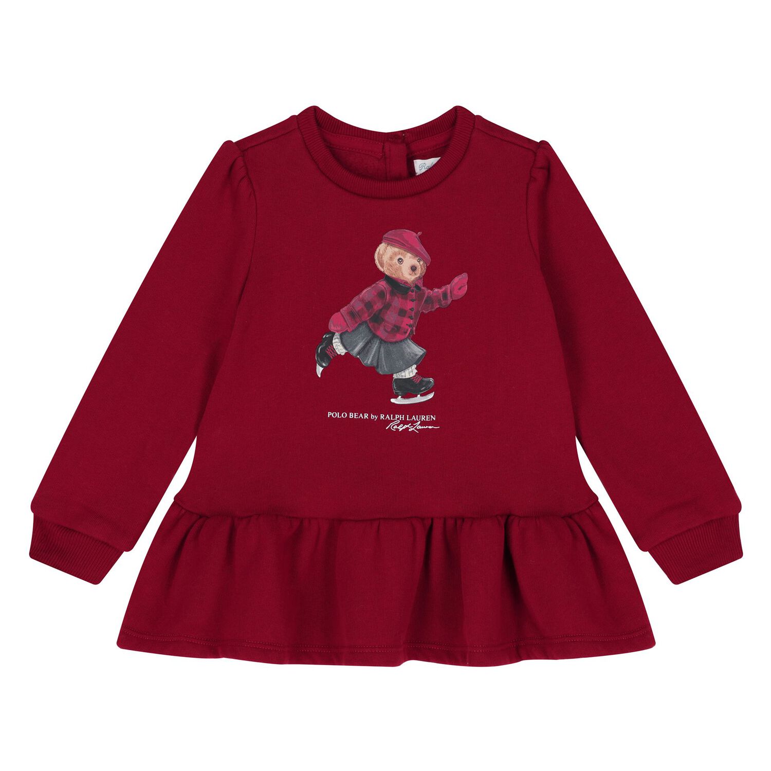 Baby Girls Red Polo Bear Tracksuit, 1, hi-res