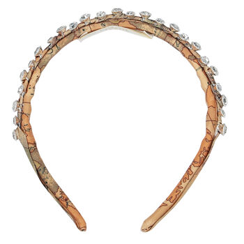 Girls Beige Geo Map Embellished Headband