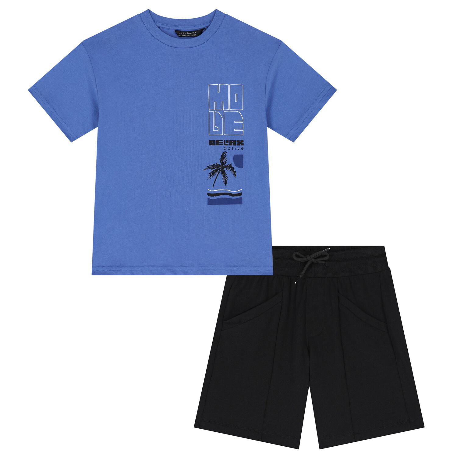 Boys Blue & Black Shorts Set, 1, hi-res image number null