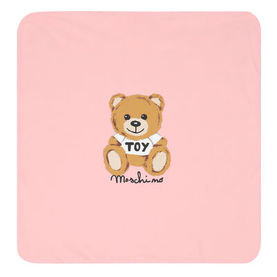 Pink Teddy Logo Baby Blanket