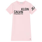 Girls Pink Logo Dress, 1, hi-res