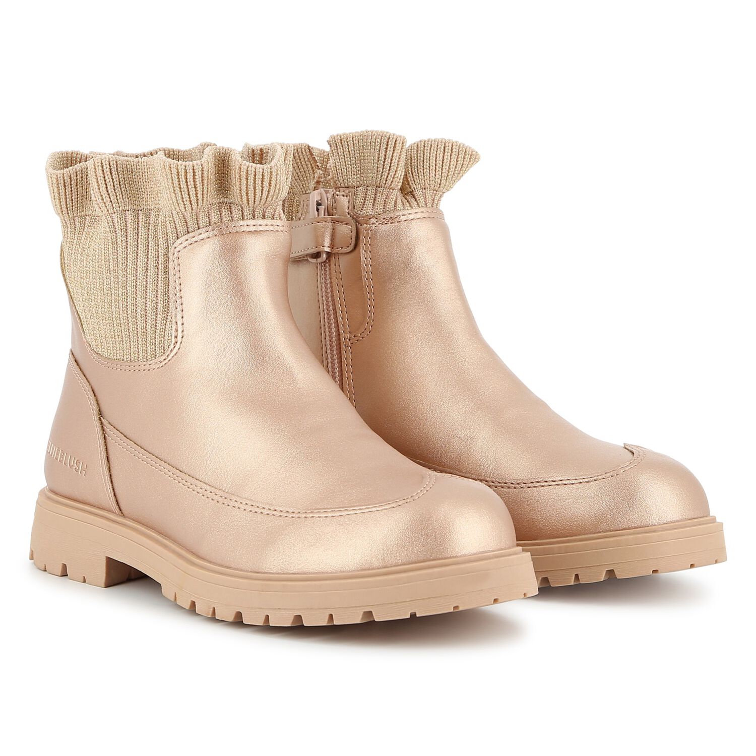 بوت بنات جوارب محبوكة باللون الذهبي, 1, hi-res