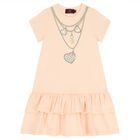 Girls Pink Necklace Logo Dress, 2, hi-res
