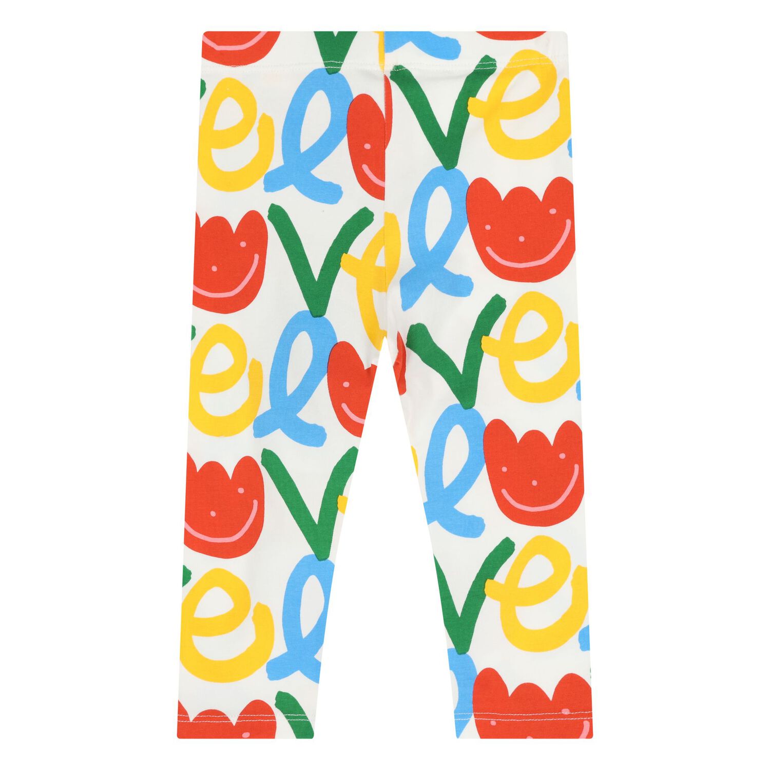 Younger Girls White Flower Leggings, 1, hi-res