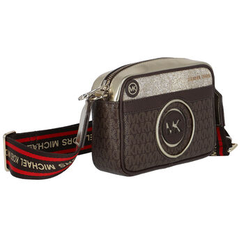 Girls Brown & Gold Logo Shoulder Bag