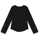 توب بنات بأكمام مطرز  باللون الأسود , 1, hi-res