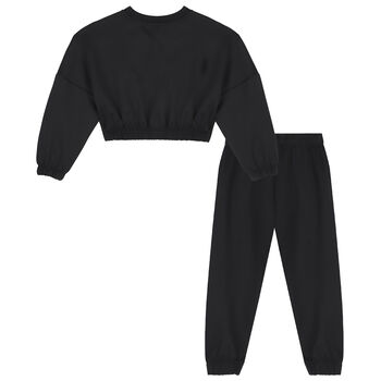 Girls Black Logo Tracksuit