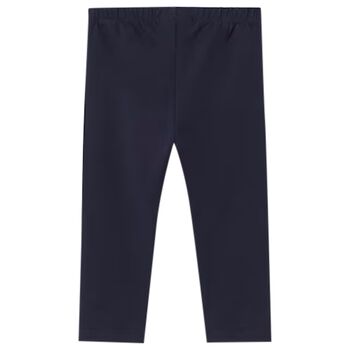 Younger Girls Navy Blue Logo Leggings