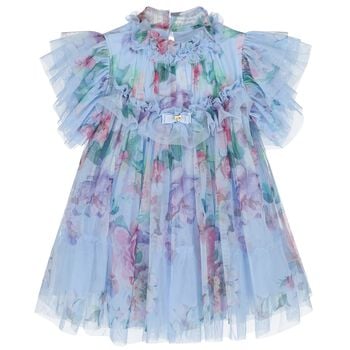 Baby Girls Blue Floral Tulle Dress 