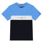 Boys Blue & Navy Blue Logo T-Shirt, 1, hi-res