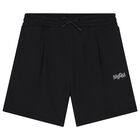 Boys Black Logo Shorts, 2, hi-res