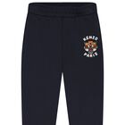 Boys Navy Blue Tiger Logo Joggers, 1, hi-res