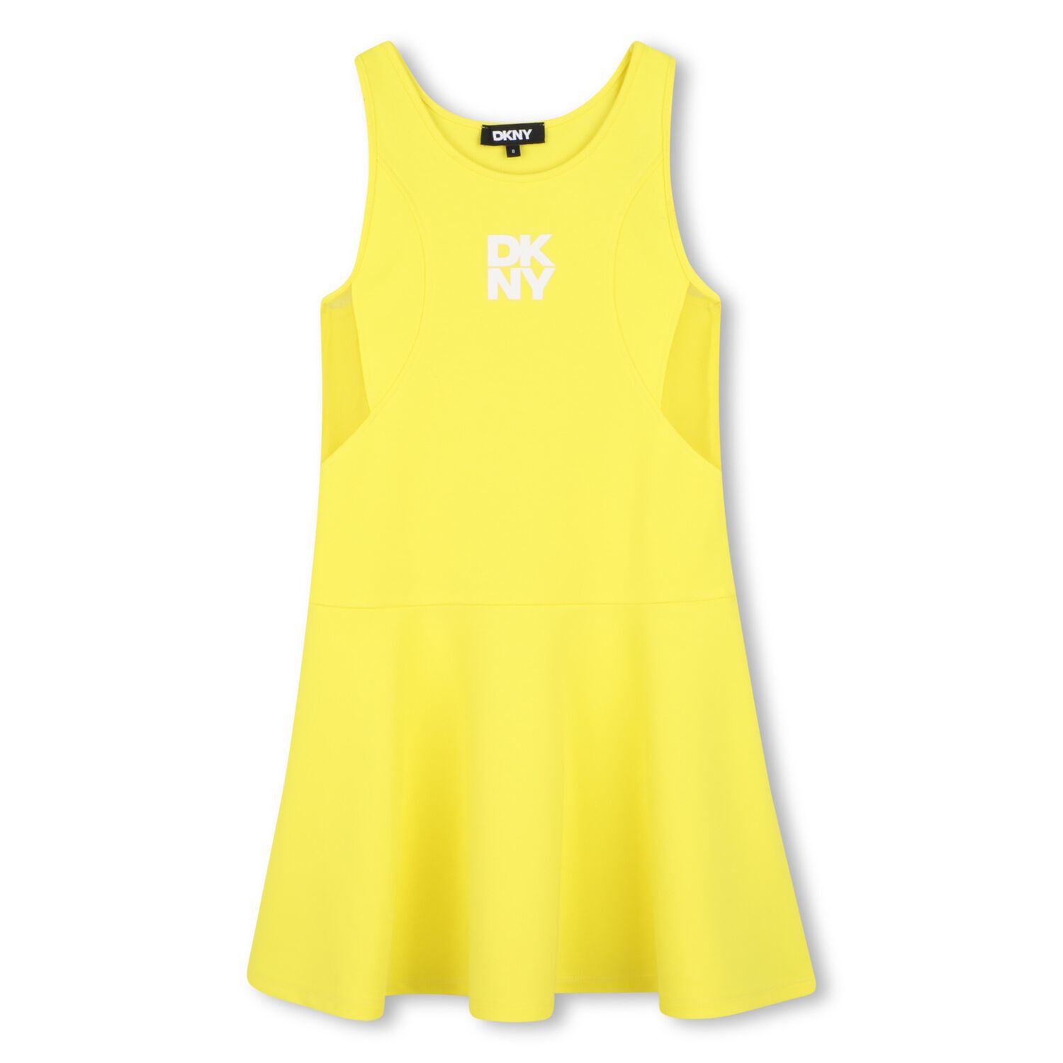Girls Yellow Logo Sleeveles Dress, 1, hi-res