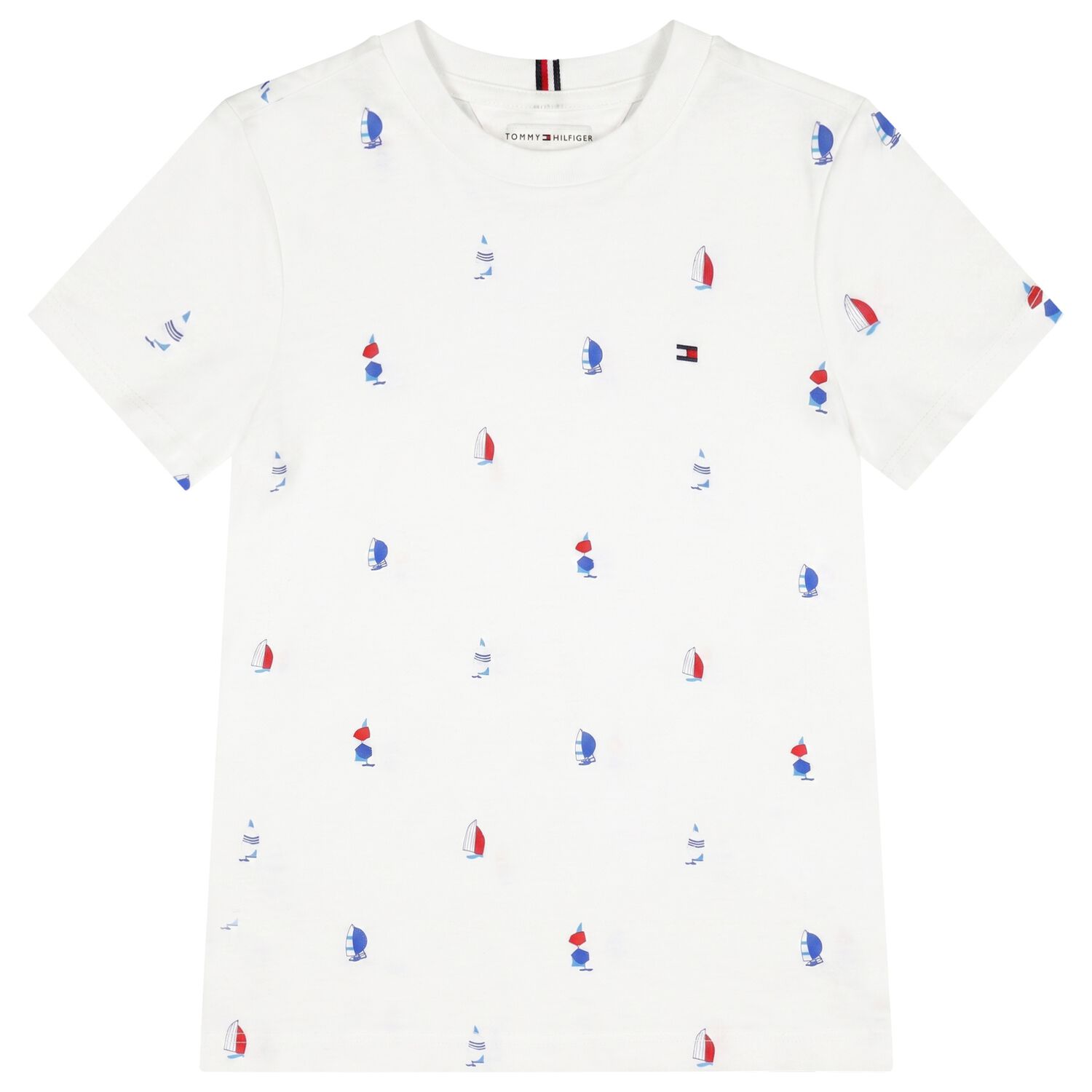 Boys White Sailboat Logo T-Shirt, 2, hi-res