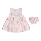 Baby Girls Pink Floral Satin Dress Set, 1, hi-res