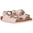Girls Pink Milano Flower Sandals, 1, hi-res