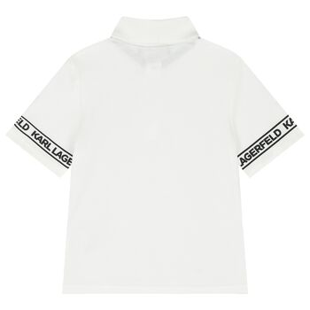 Boys White Logo Polo Shirt