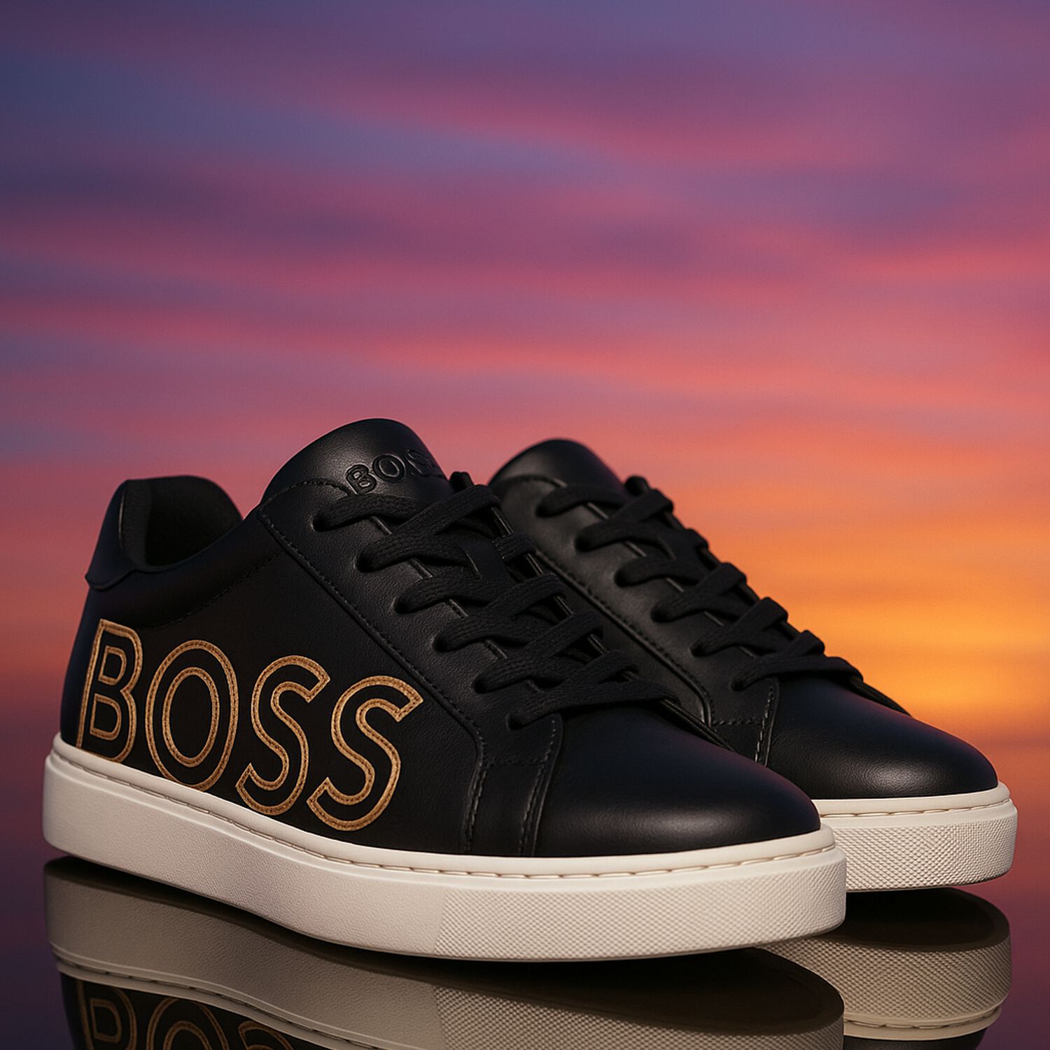 Boys Black Logo Trainers, 1, hi-res image number null