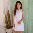 Girls White Floral Bag Dress, 1, hi-res