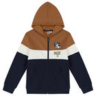 Boys Beige, Ivory & Navy Blue Tracksuit, 1, hi-res