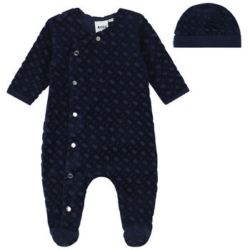 Baby Boys Navy Blue Babygrow Gift Set