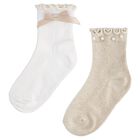 Girls White & Beige Socks ( 2-Pack ) , 2, hi-res