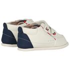 حذاء أولاد رياضى بالشعار باللون العاجي والأزرق , 1, hi-res