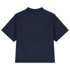 Boys Navy Blue Logo Polo Shirt, 1, hi-res