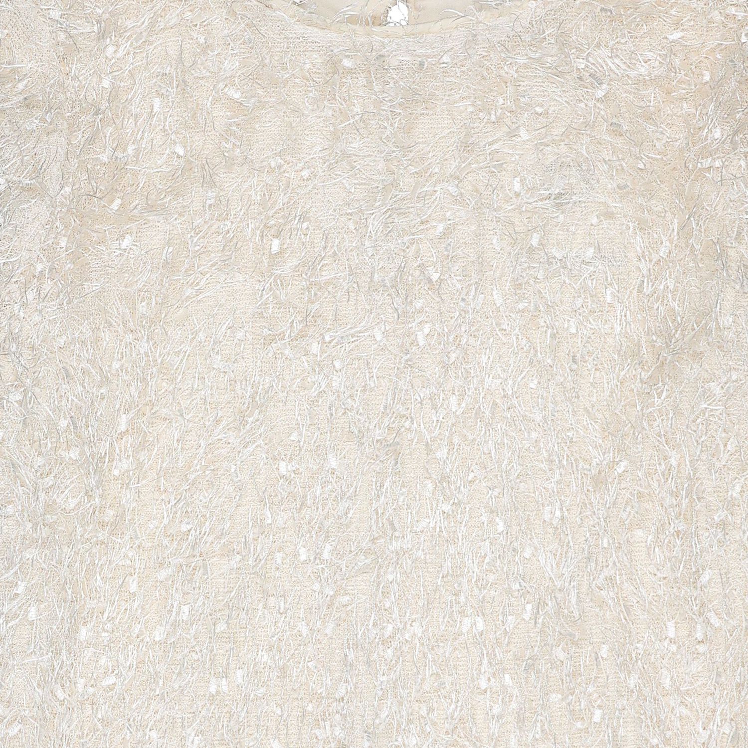 Girls Beige Metallic Fringed Dress, 1, hi-res