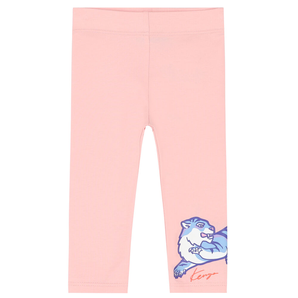 KENZO KIDS Younger Girls White & Pink Tiger Leggings Set Junior